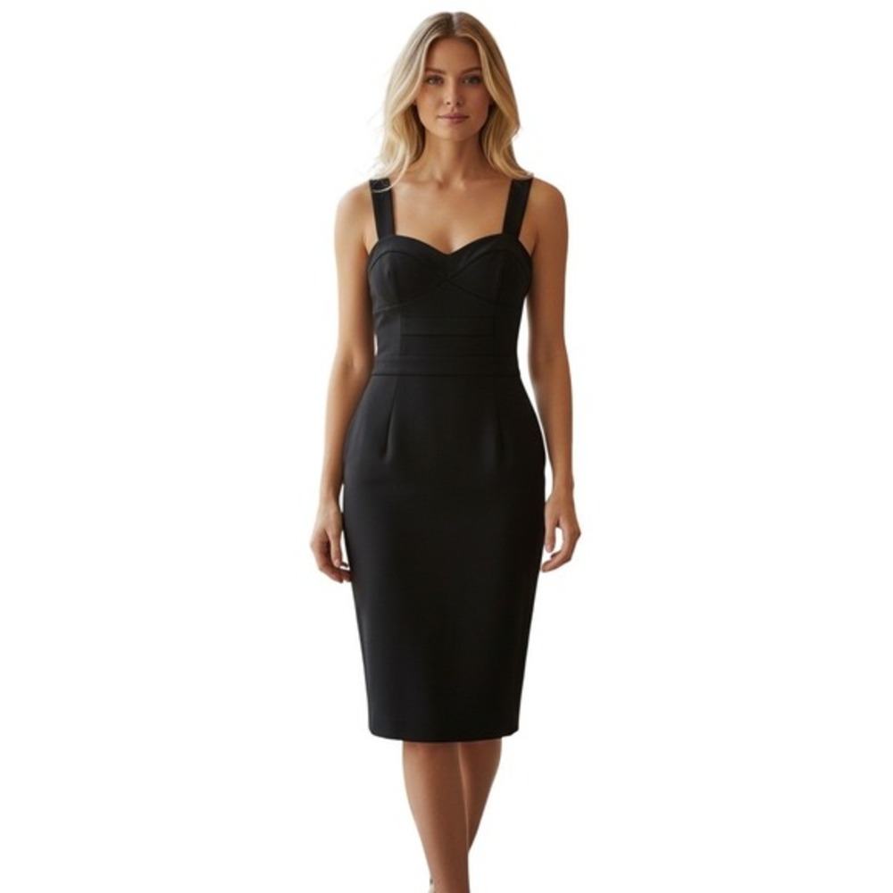 ICE Black Bodycon Dress Cutout Back Gold Zipper‎ Sleeveless Cocktail S Elegant